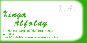 kinga alfoldy business card
