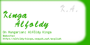 kinga alfoldy business card